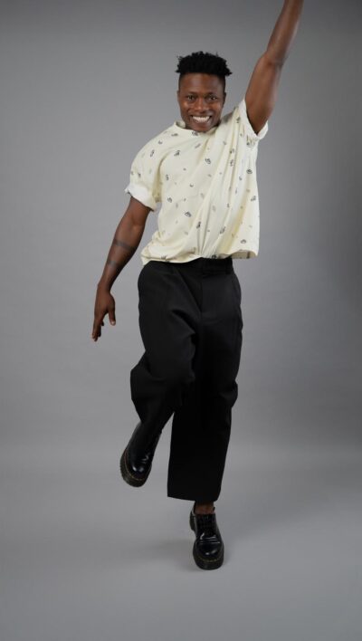 Alternative view of The Effortless Duo: Off-White Print Muscle Tee + Jet Black Wide-Leg Trousers