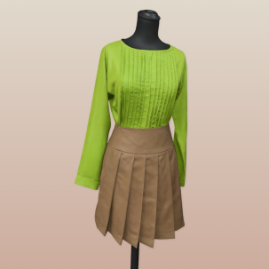 women’s pleated blouse & skirt set